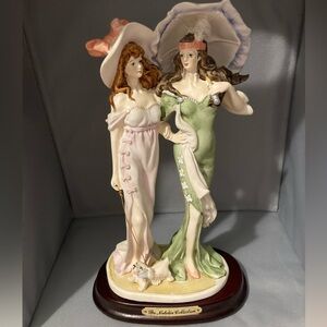 Elegant Ladies Figurine in Green and White with puppy 🐶